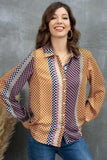 Printed Collared Neck Long Sleeve Shirt - Trendsi - Flyclothing LLC