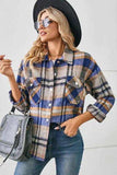 Collared Plaid Shacket - Trendsi - Flyclothing LLC