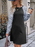 Leopard Round Neck Long Sleeve Dress - Trendsi - Flyclothing LLC