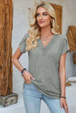 V-Neck Petal Sleeve T-Shirt - Trendsi - Flyclothing LLC