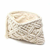 Macrame Clutch with Tassel, Cream - Beaurer Creations - Flyclothing LLC