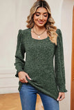 Square Neck Flounce Sleeve T-Shirt - Trendsi - Flyclothing LLC