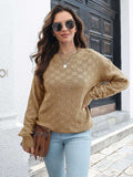 Round Neck Dropped Shoulder Sweater - Trendsi - Flyclothing LLC