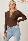 Zip Up Long Sleeve Bodysuit - Trendsi - Flyclothing LLC