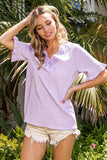 BiBi V-Neck Short Sleeve Blouse - Trendsi - Flyclothing LLC