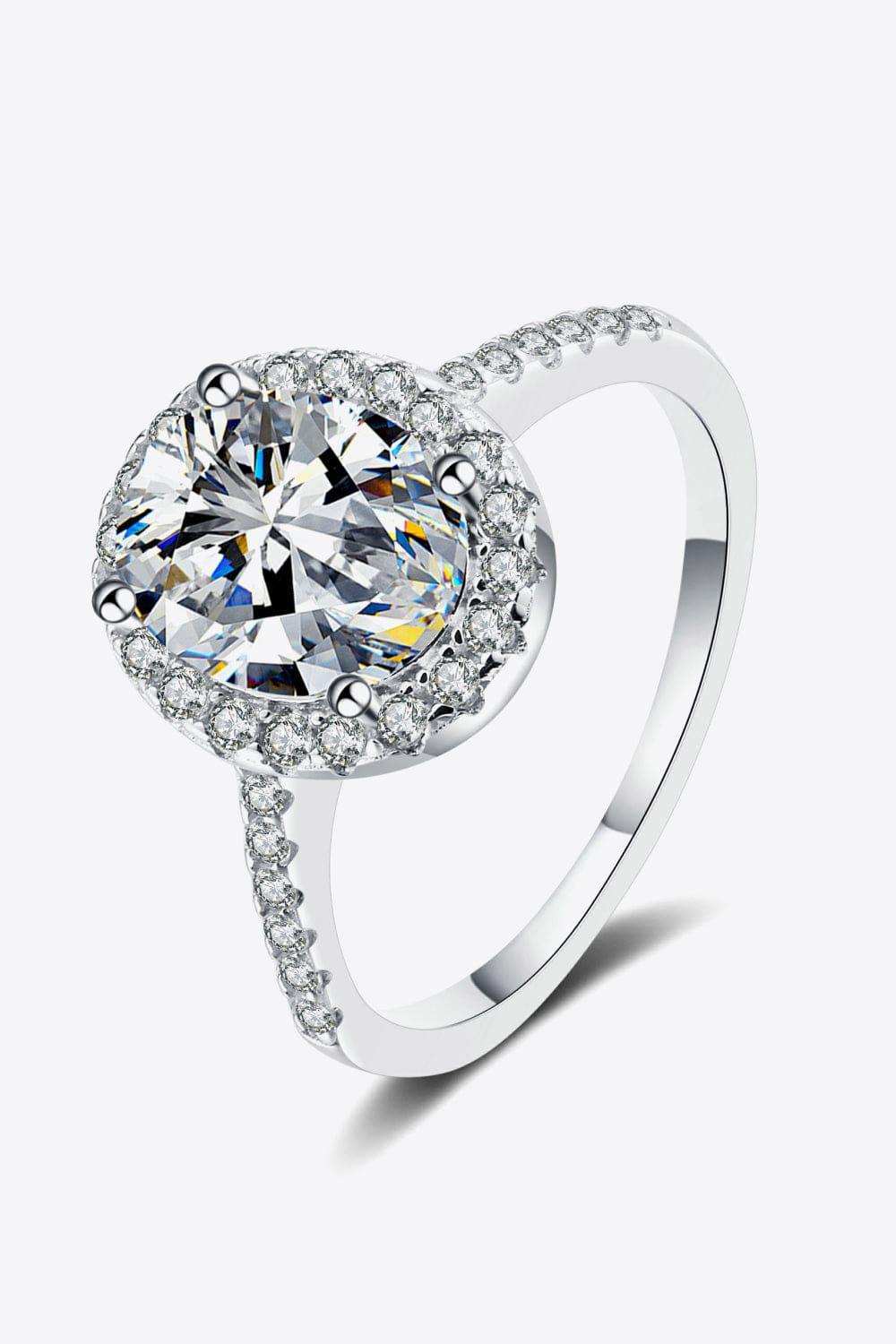 2 Carat Moissanite 925 Sterling Silver Halo Ring - Trendsi - Flyclothing LLC