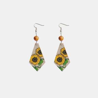 Floral Wooden Teardrop Earrings - Trendsi - Flyclothing LLC