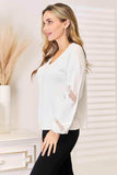Double Take V-Neck Dropped Shoulder Blouse - Trendsi - Flyclothing LLC