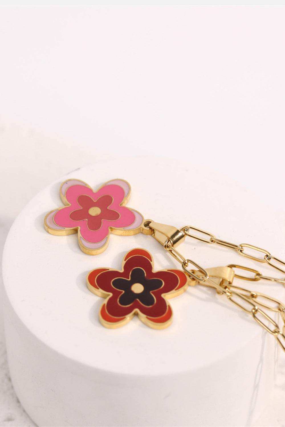 Flower Pendant Stainless Steel Necklace - Trendsi - Flyclothing LLC