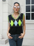 Geometric V-Neck Sweater Vest - Trendsi - Flyclothing LLC