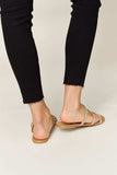 WILD DIVA Rhinestone Three-Strap Flat Sandals - Trendsi - Flyclothing LLC