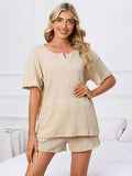 Notched Short Sleeve and Shorts Lounge Set - Trendsi - Flyclothing LLC