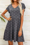 Polka Dot V-Neck Flutter Sleeve Mini Dress - Trendsi - Flyclothing LLC