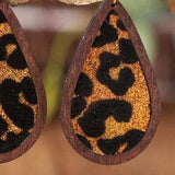 Sequin Wood Teardrop Earrings - Trendsi - Flyclothing LLC