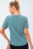 Round Neck Raglan Sleeve Active Tee - Trendsi - Flyclothing LLC