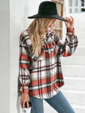 Meet You Outside Plaid Button Down Curved Hem Shacket - Trendsi - Flyclothing LLC