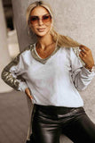 Sequin V-Neck Sweatshirt - Trendsi - Flyclothing LLC