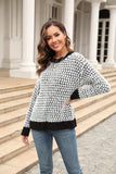 Printed Round Neck Dropped Shoulder Sweater - Trendsi - Flyclothing LLC
