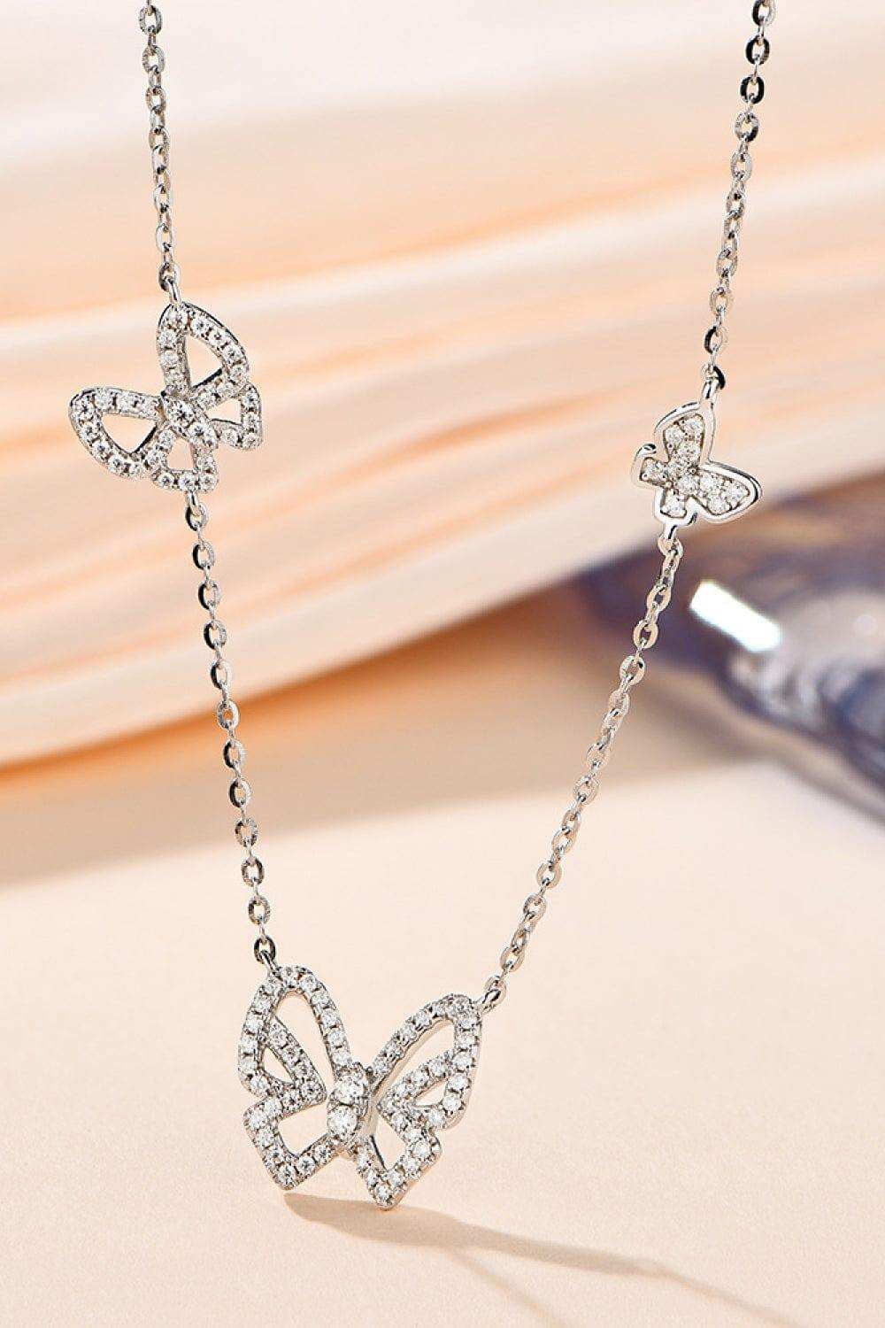 Moissanite Butterfly Shape Necklace - Trendsi - Flyclothing LLC
