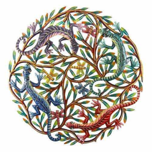 Four Geckos Painted Metal Wall Art - Croix des Bouquets - Croix des Bouquets - Flyclothing LLC