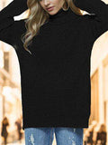 Turtleneck Drop Shoulder Long Sleeve Sweater - Trendsi - Flyclothing LLC