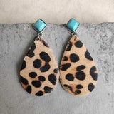 Artificial Turquoise Teardrop Earrings - Trendsi - Flyclothing LLC