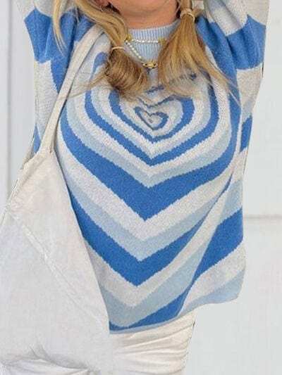 Heart Mock Neck Long Sleeve Sweater - Trendsi - Flyclothing LLC