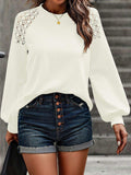 Lantern Sleeve Round Neck Blouse - Trendsi - Flyclothing LLC