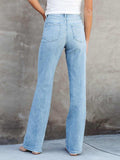 Washed Straight Leg Jeans - Trendsi - Flyclothing LLC