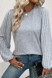 Ribbed Round Neck Long Sleeve Knit Top - Trendsi - Flyclothing LLC