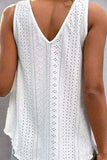 Lace Detail Eyelet V-Neck Tank - Trendsi - Flyclothing LLC