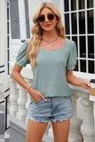 Eyelet Short Sleeve T-Shirt - Trendsi - Flyclothing LLC