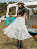 Embroidered Elastic Waist Skirt - Trendsi - Flyclothing LLC