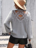 Lace Detail Cutout Long Sleeve Pullover Sweater - Trendsi - Flyclothing LLC