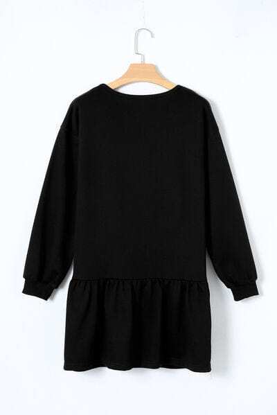 Round Neck Dropped Shoulder Mini Dress - Trendsi - Flyclothing LLC