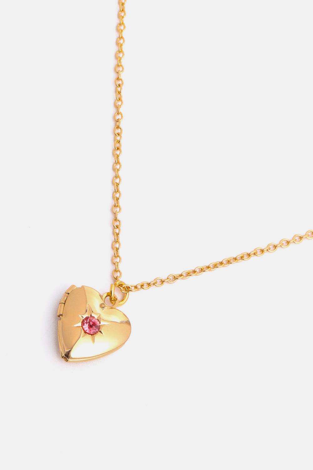 Zircon Heart Shape 14K Gold-Plated Pendant Necklace - Trendsi - Flyclothing LLC