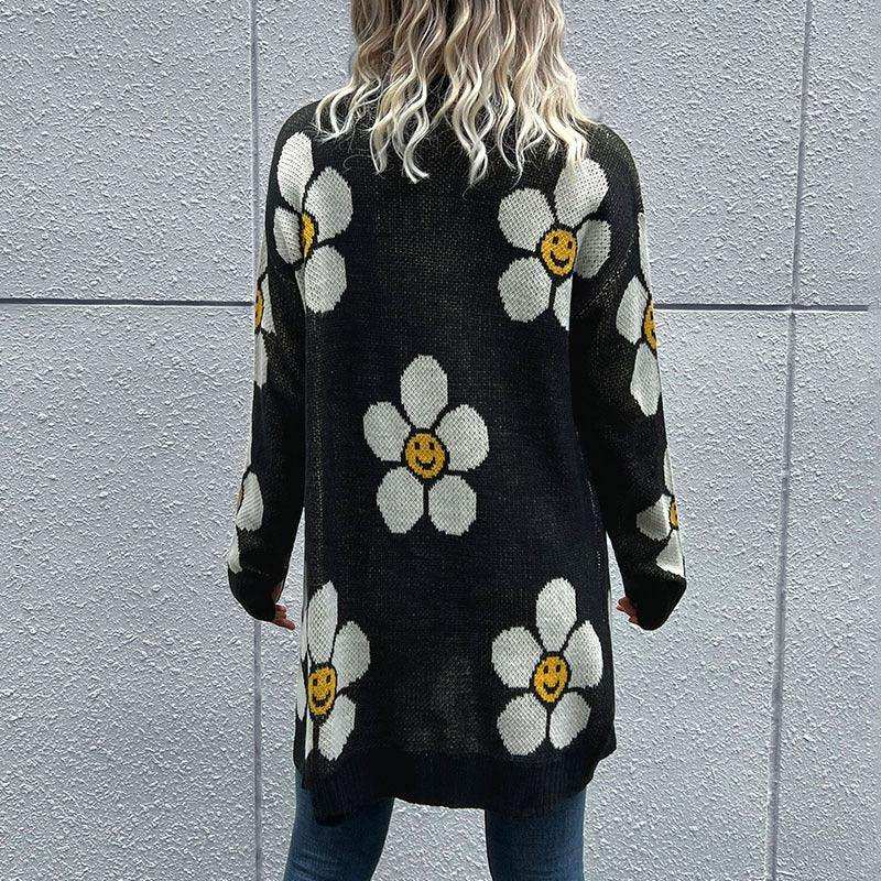 Floral Button Down Longline Cardigan - Trendsi - Flyclothing LLC