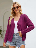 Button Down Ribbed Trim Cardigan - Trendsi - Flyclothing LLC