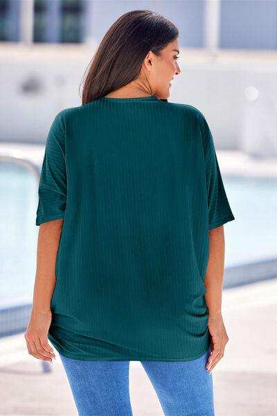 Plus Size Ribbed Cocoon Cover Up - Trendsi - Flyclothing LLC