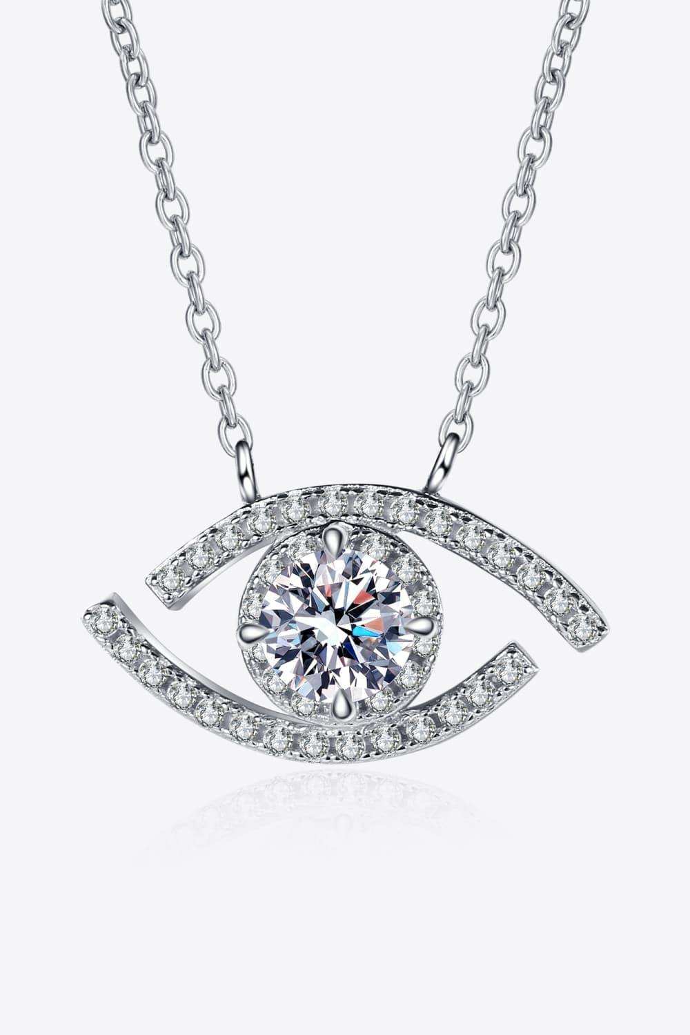 Moissanite Evil Eye Pendant 925 Sterling Silver Necklace - Trendsi - Flyclothing LLC
