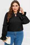 Plus Size Ruffled Tie Neck Flounce Sleeve Blouse - Trendsi - Flyclothing LLC