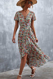 Floral Surplice Neck Tied Midi Dress - Trendsi - Flyclothing LLC