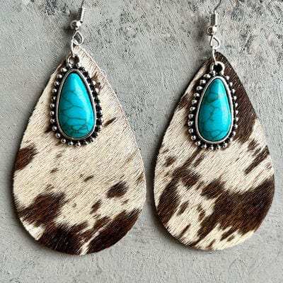 Artificial Turquoise Teardrop Earrings - Trendsi - Flyclothing LLC