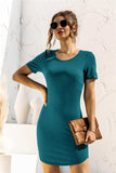 Round Neck Short Sleeve Mini Dress - Trendsi - Flyclothing LLC