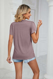 Contrast Trim Petal Sleeve V-Neck Top - Trendsi - Flyclothing LLC