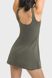 Square Neck Sports Tank Dress with Full Coverage Bottoms - Trendsi - Flyclothing LLC