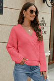 Surplice Neck Long Sleeve Sweater - Trendsi - Flyclothing LLC
