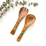 Olive Wood Serving Set, Small with Batik Inlay - Jedando - Flyclothing LLC
