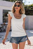 Scoop Neck Lace Cap Sleeve Tank - Trendsi - Flyclothing LLC