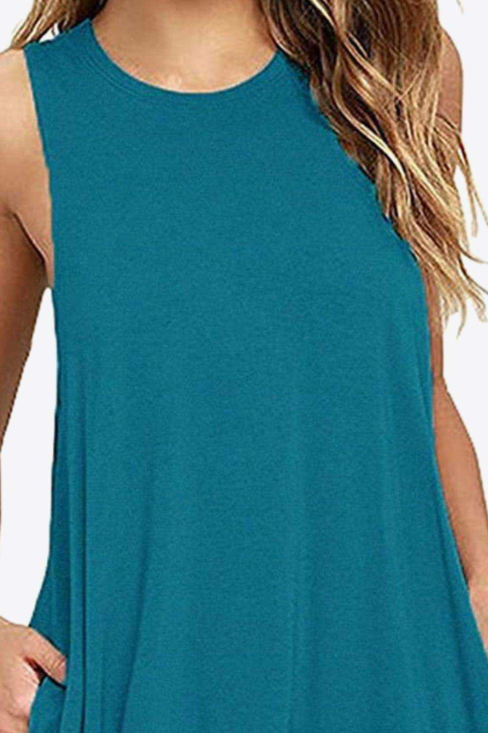 Full Size Round Neck Sleeveless Dress with Pockets - Trendsi - Flyclothing LLC